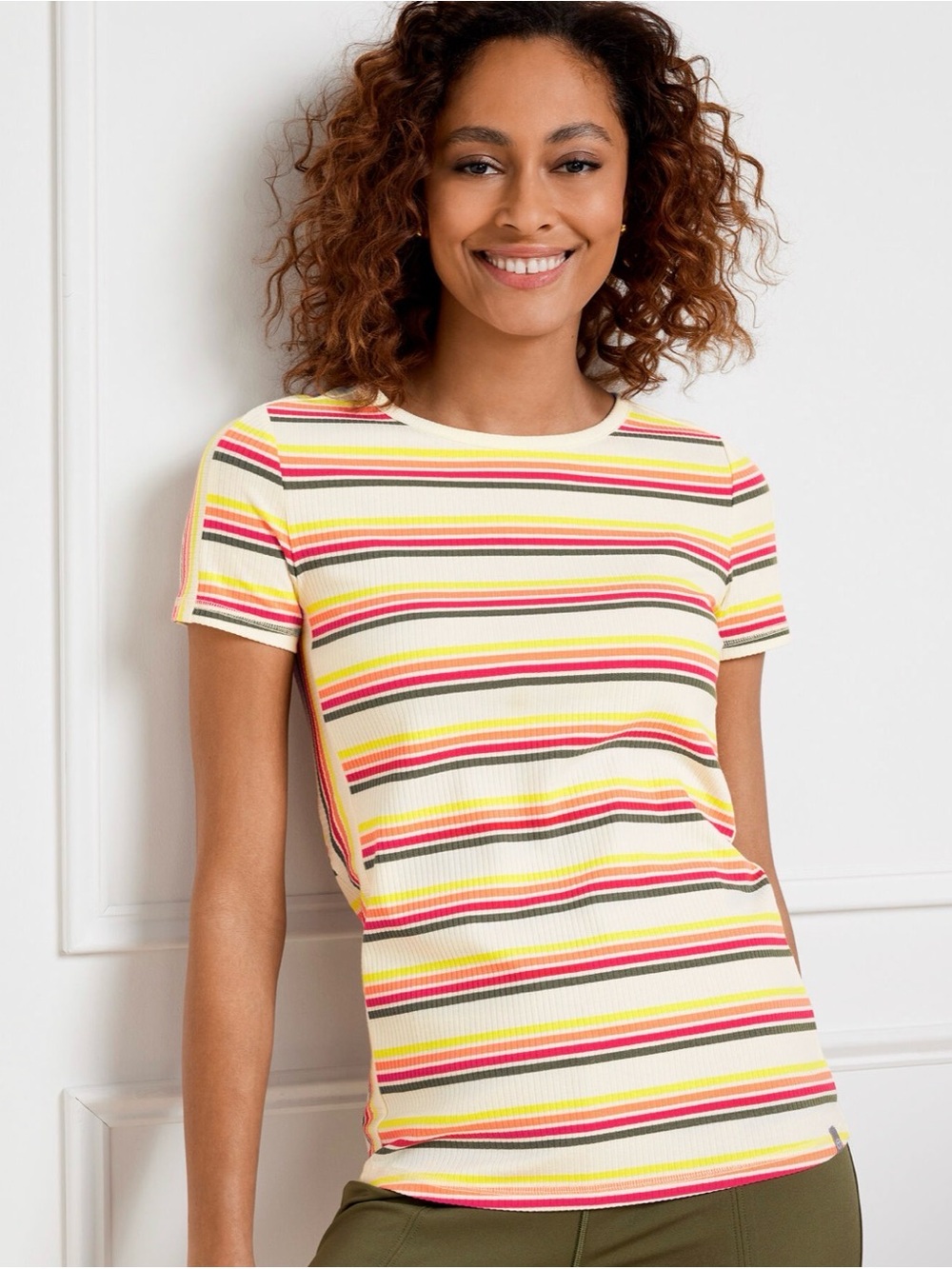 Striped Short-Sleeve Ribbed Tee - Picture 3 of 3